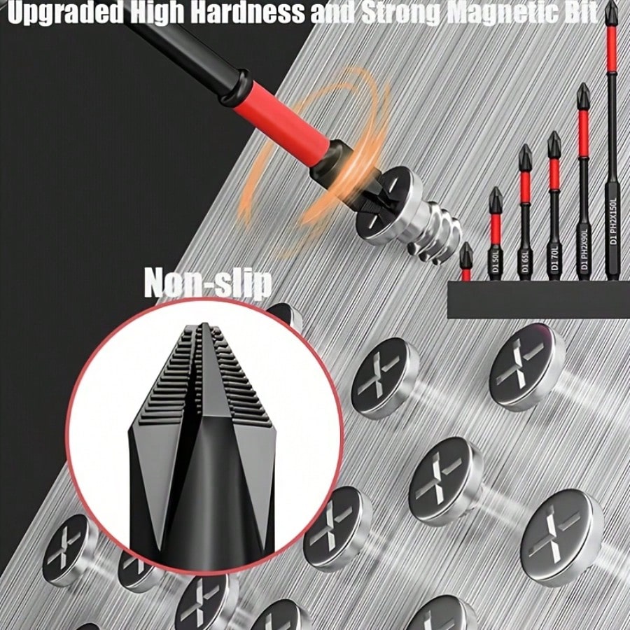 12/7/1pc, S2 Steel Magnetic Screwdriver Bit Set, Anti-Slip Shock-Resistant Magnetic Screwdriver Drill Bits, Durable Magnetic Anti-Slip Drill Bit Set- Made Of S2 Steel And Hex Shank, High Quality, Dur