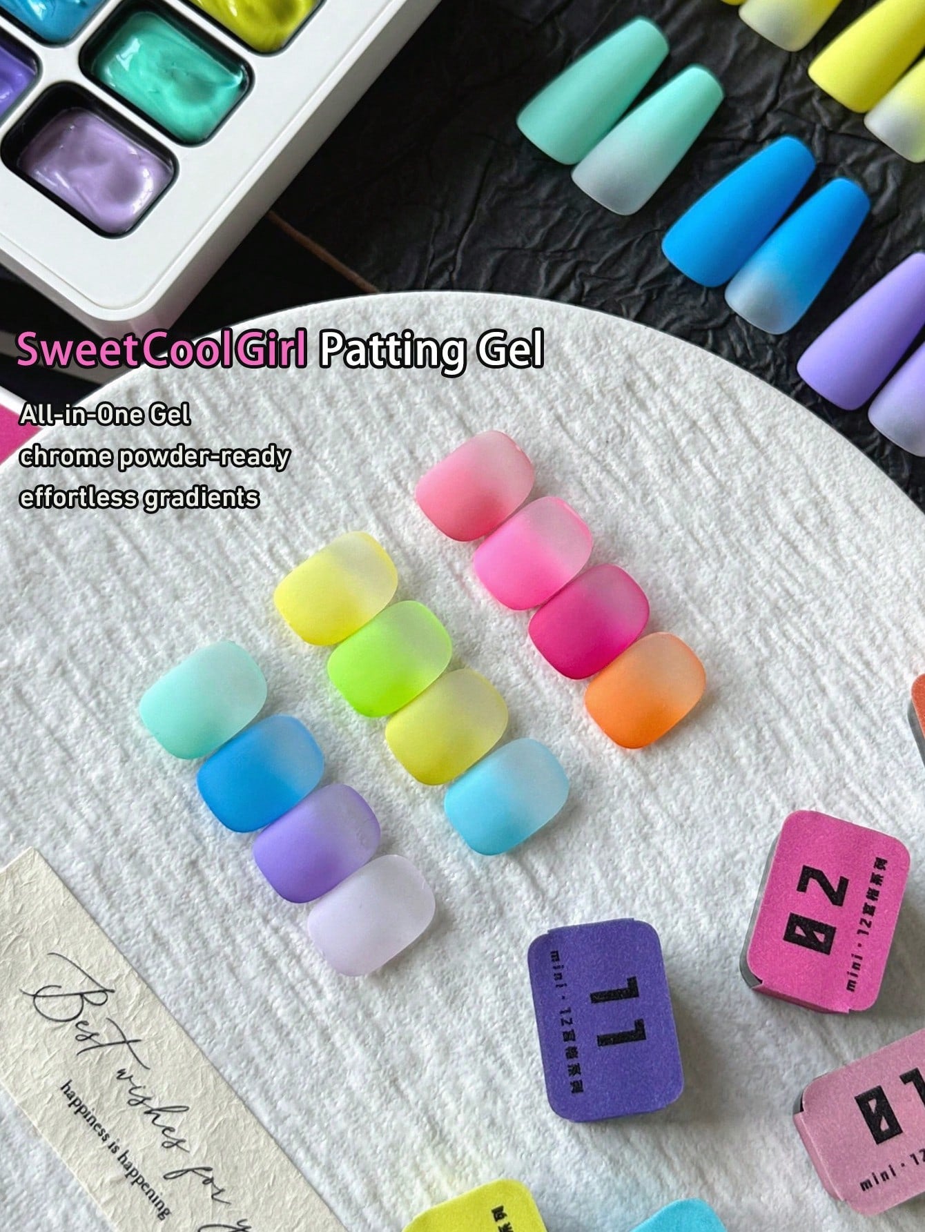 12-Color Sweet & Edgy Patting Gel Set- Playful Pink & Bold Black Hues With Glossy Finish, Perfect For Teen Girls' Nail Art & Everyday Looks, Easy Apply & Long-Lasting