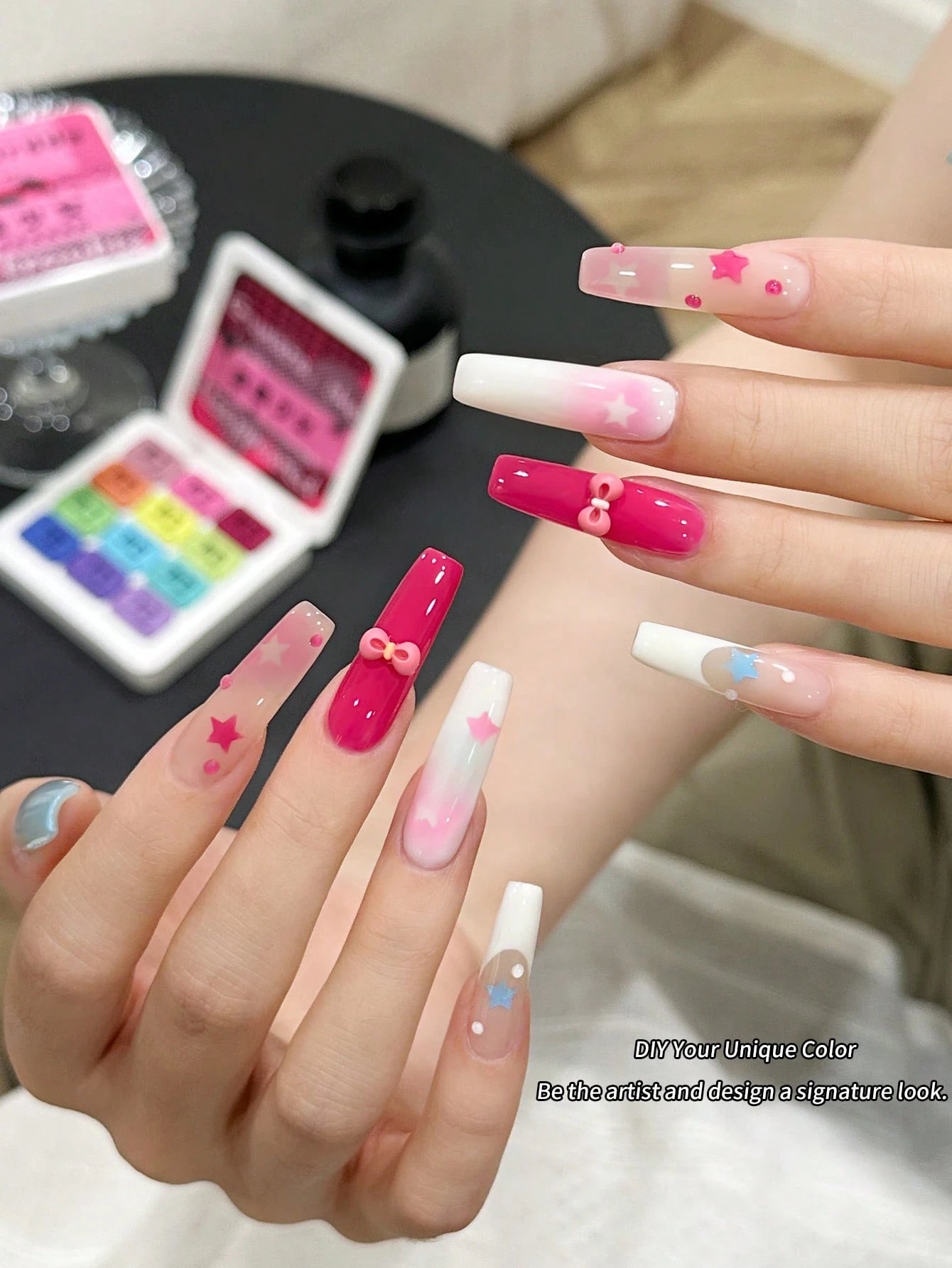 12-Color Sweet & Edgy Patting Gel Set- Playful Pink & Bold Black Hues With Glossy Finish, Perfect For Teen Girls' Nail Art & Everyday Looks, Easy Apply & Long-Lasting