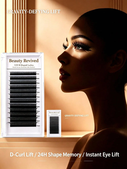 12 Rows 10D W-Shape Auto-Fanning Eyelashes, 0.07mm, Mixed Lengths 8-15mm, C/D Curl, Natural, Soft And Lightweight, Dense & Double Dense, Easy To Operate, Ideal For Beginners, Symmetrical Fan Shape, Ey