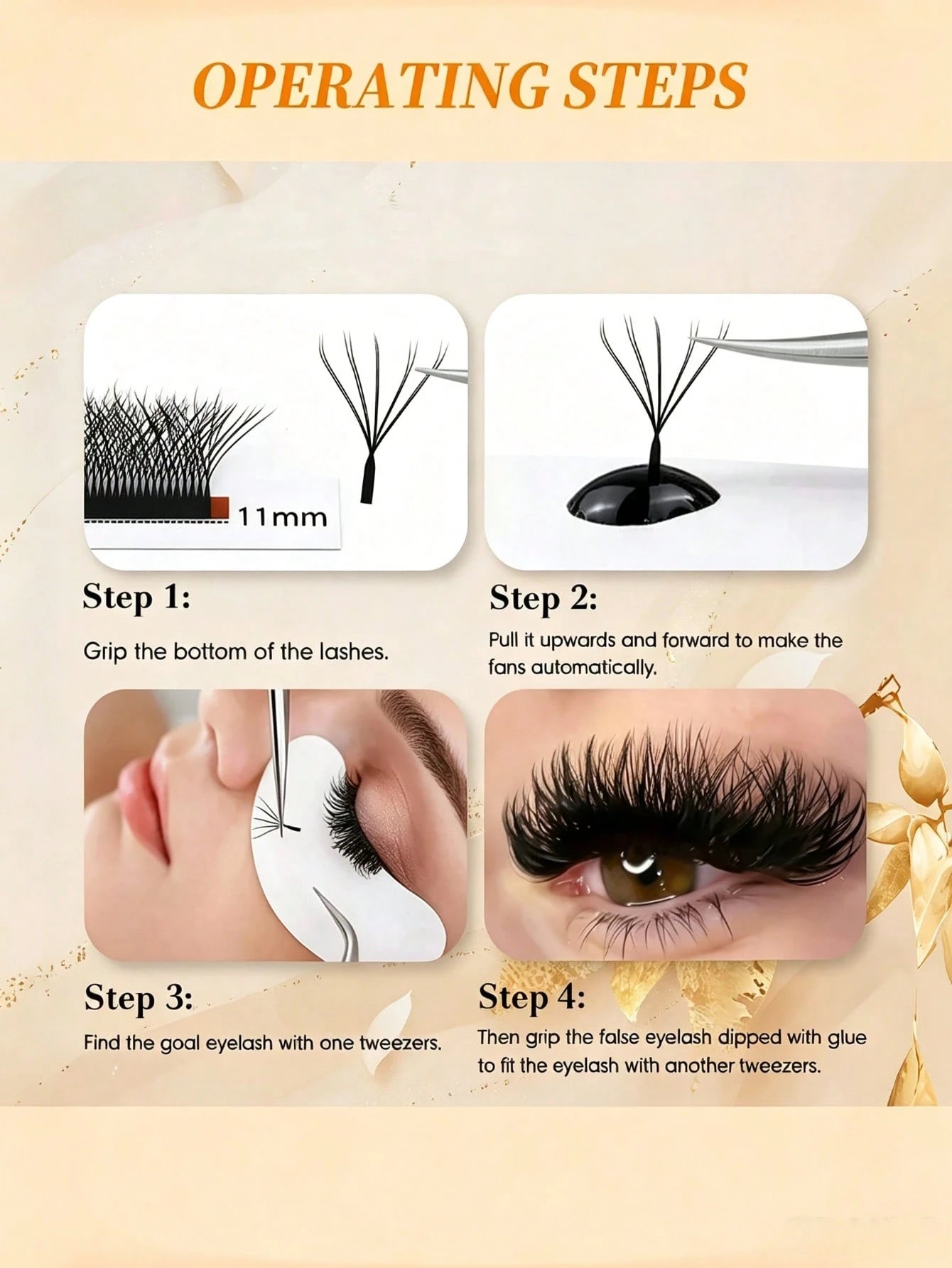 12 Rows 10D W-Shape Auto-Fanning Eyelashes, 0.07mm, Mixed Lengths 8-15mm, C/D Curl, Natural, Soft And Lightweight, Dense & Double Dense, Easy To Operate, Ideal For Beginners, Symmetrical Fan Shape, Ey