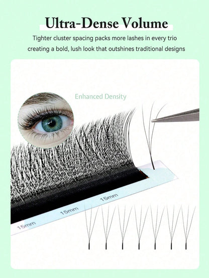 12 Rows B/C/CC/D Curl 3D W-Shaped Pre-Made Fan Lashes W Lashes 3D Clover False Eyelashes Single Lash Seamless Voluminous Lash Extensions Lash Artist Supplies False Eyelashes Lash Extensions Partial Fa