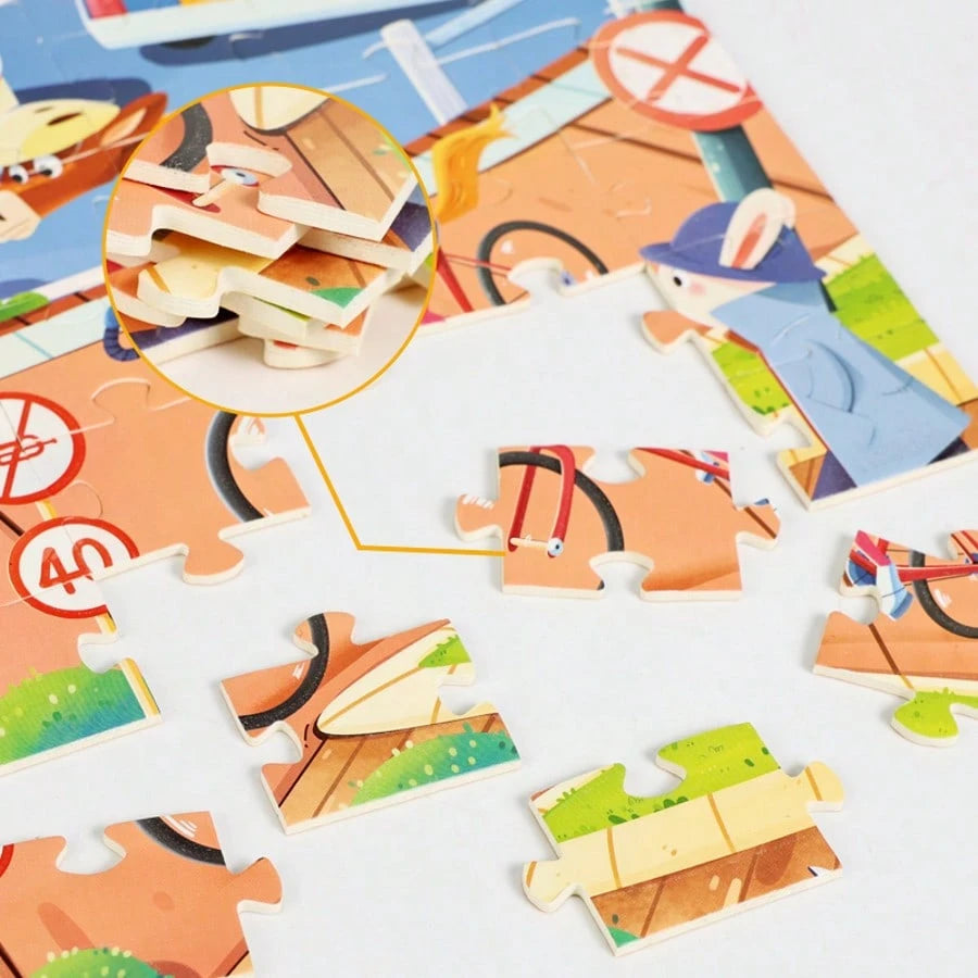 120 Piece Puzzle Board Children's Puzzle Early Education Toy Farm Animal Transportation Belt Night Light Effect Children's Night Light Early Education Puzzle 120 Piece Paper Puzzle Toy Farm Dragon Pho