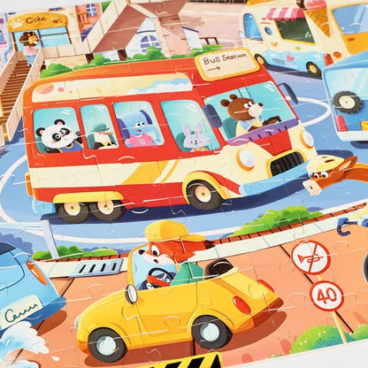 120 Piece Puzzle Board Children's Puzzle Early Education Toy Farm Animal Transportation Belt Night Light Effect Children's Night Light Early Education Puzzle 120 Piece Paper Puzzle Toy Farm Dragon Pho
