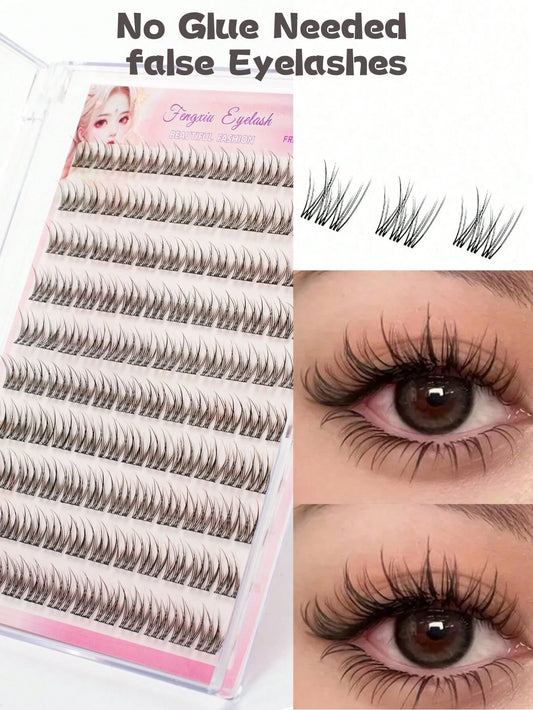 120Pcs Self-Adhesive Mermaid Lashes, No Glue Needed DIY, Curled & Natural Extended Appearance, Shiny Eyes, Soft & Comfortable Fuller Dramatic Eyelash Shape. Lightweight & Reusable, Perfect Makeup, Gre