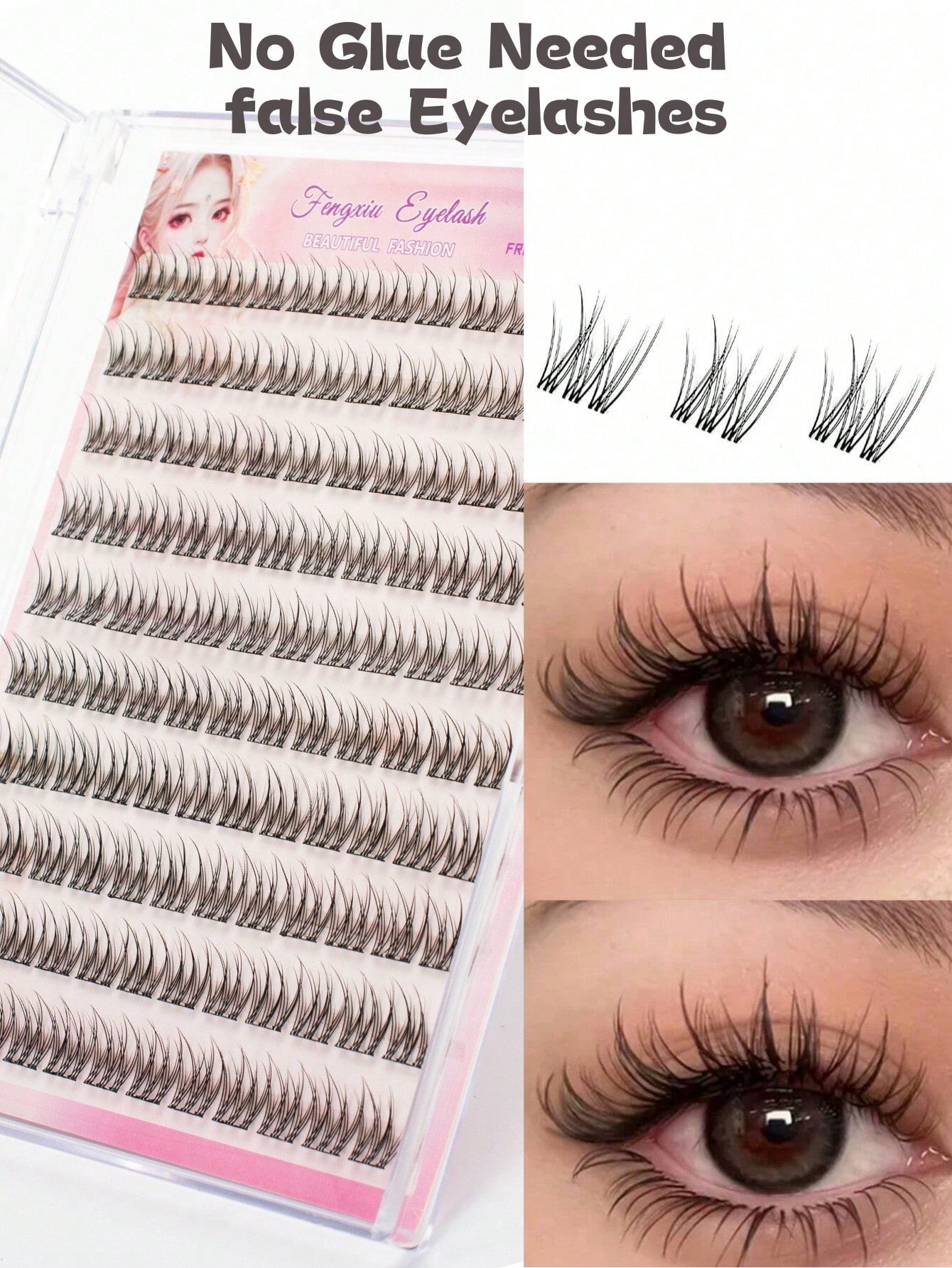 120Pcs Self-Adhesive Mermaid Lashes, No Glue Needed DIY, Curled & Natural Extended Appearance, Shiny Eyes, Soft & Comfortable Fuller Dramatic Eyelash Shape. Lightweight & Reusable, Perfect Makeup, Gre