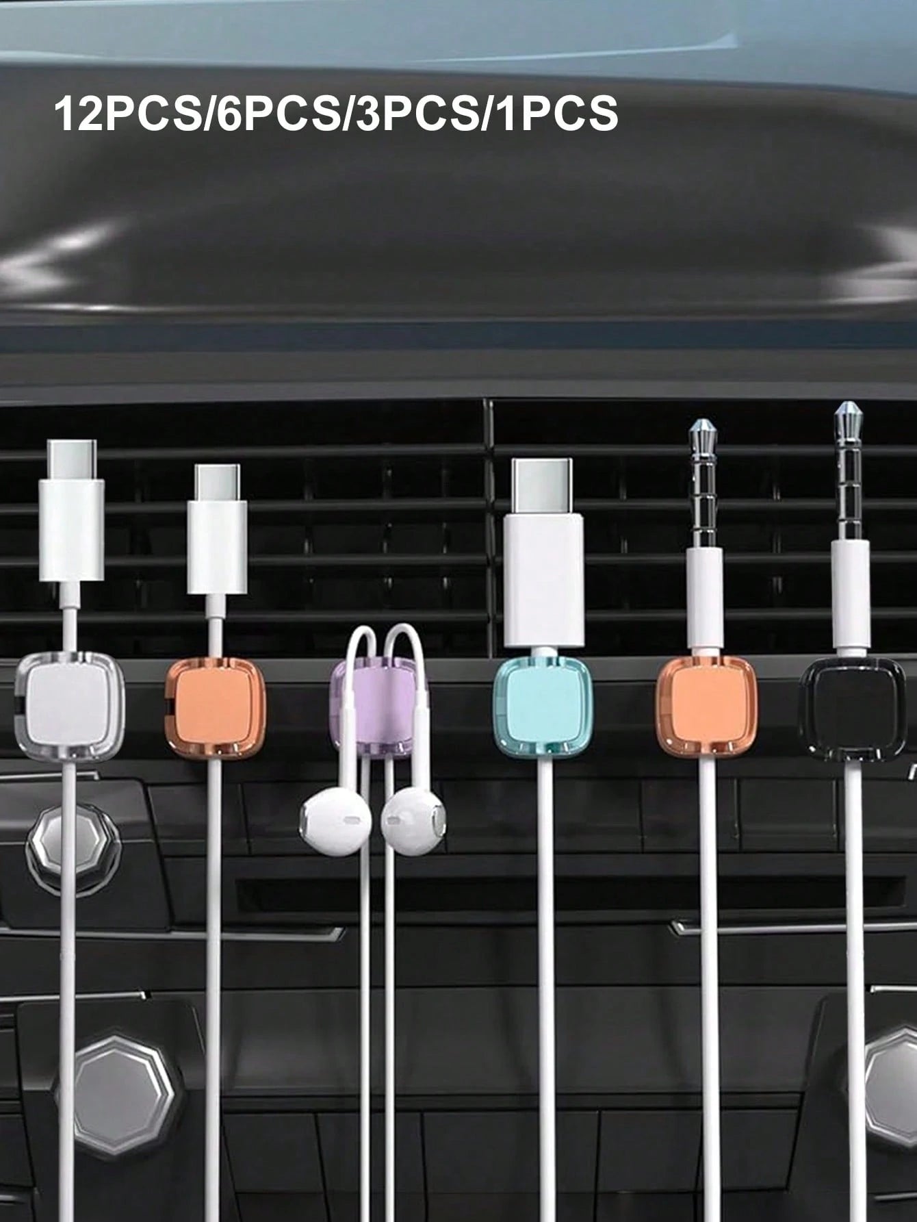 12pcs/6pcs/1pc/3pcs Magnetic Cable Clips, Magnetic Desktop Cable Clips, Slot-Style Cable Clips- Cable Organizer, Cable Management, Cable Organizing Clips, Cable Holders, Desktop Cable Organizer, Char