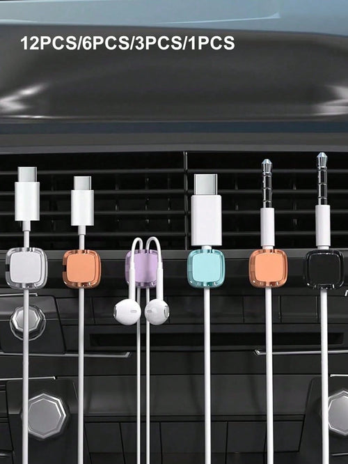 12pcs/6pcs/1pc/3pcs Magnetic Cable Clips, Magnetic Desktop Cable Clips, Slot-Style Cable Clips- Cable Organizer, Cable Management, Cable Organizing Clips, Cable Holders, Desktop Cable Organizer, Char