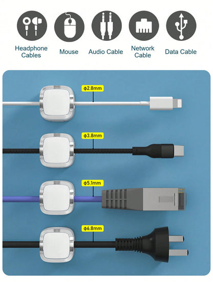 12pcs/6pcs/1pc/3pcs Magnetic Cable Clips, Magnetic Desktop Cable Clips, Slot-Style Cable Clips- Cable Organizer, Cable Management, Cable Organizing Clips, Cable Holders, Desktop Cable Organizer, Char