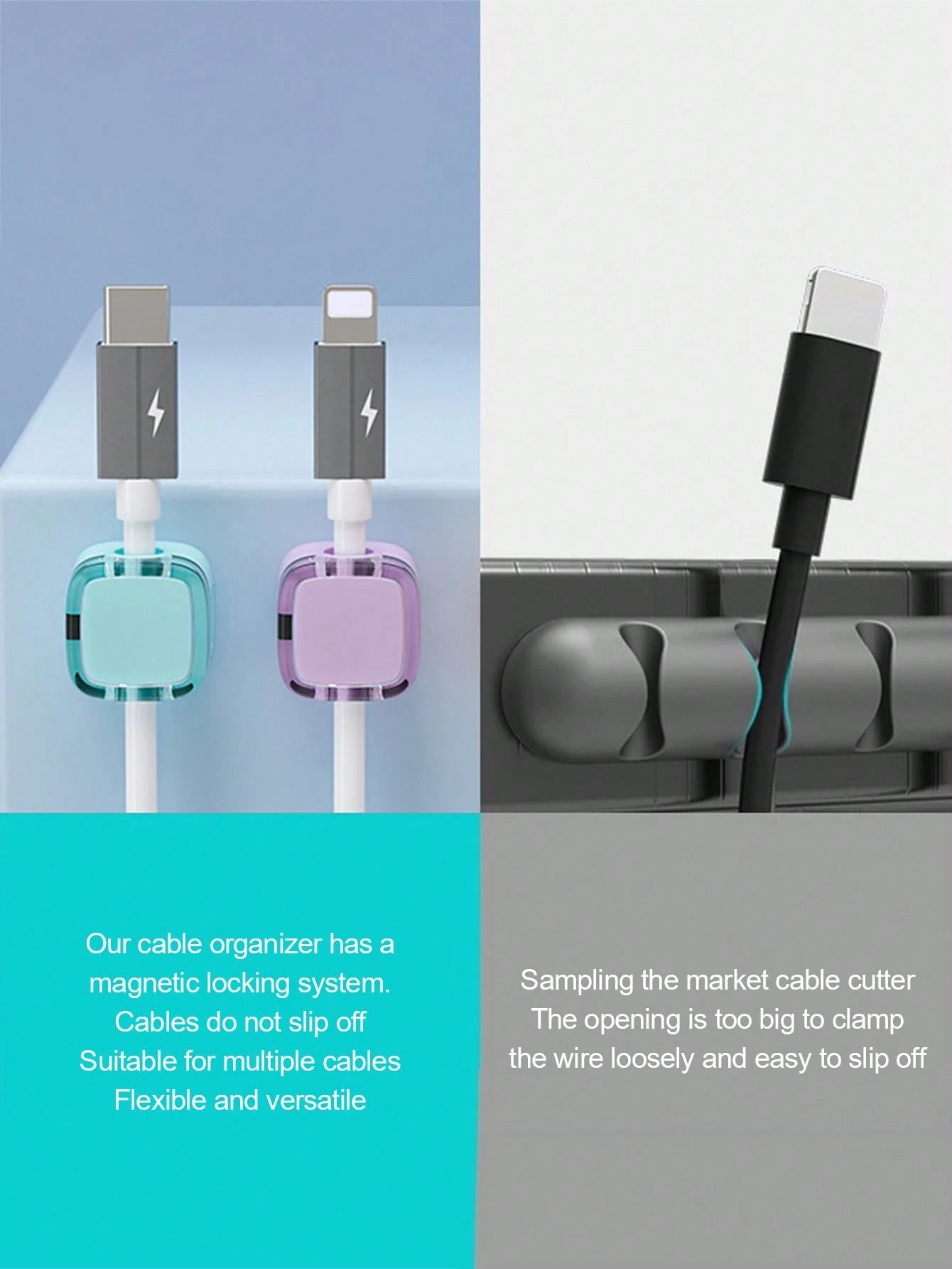 12pcs/6pcs/1pc/3pcs Magnetic Cable Clips, Magnetic Desktop Cable Clips, Slot-Style Cable Clips- Cable Organizer, Cable Management, Cable Organizing Clips, Cable Holders, Desktop Cable Organizer, Char