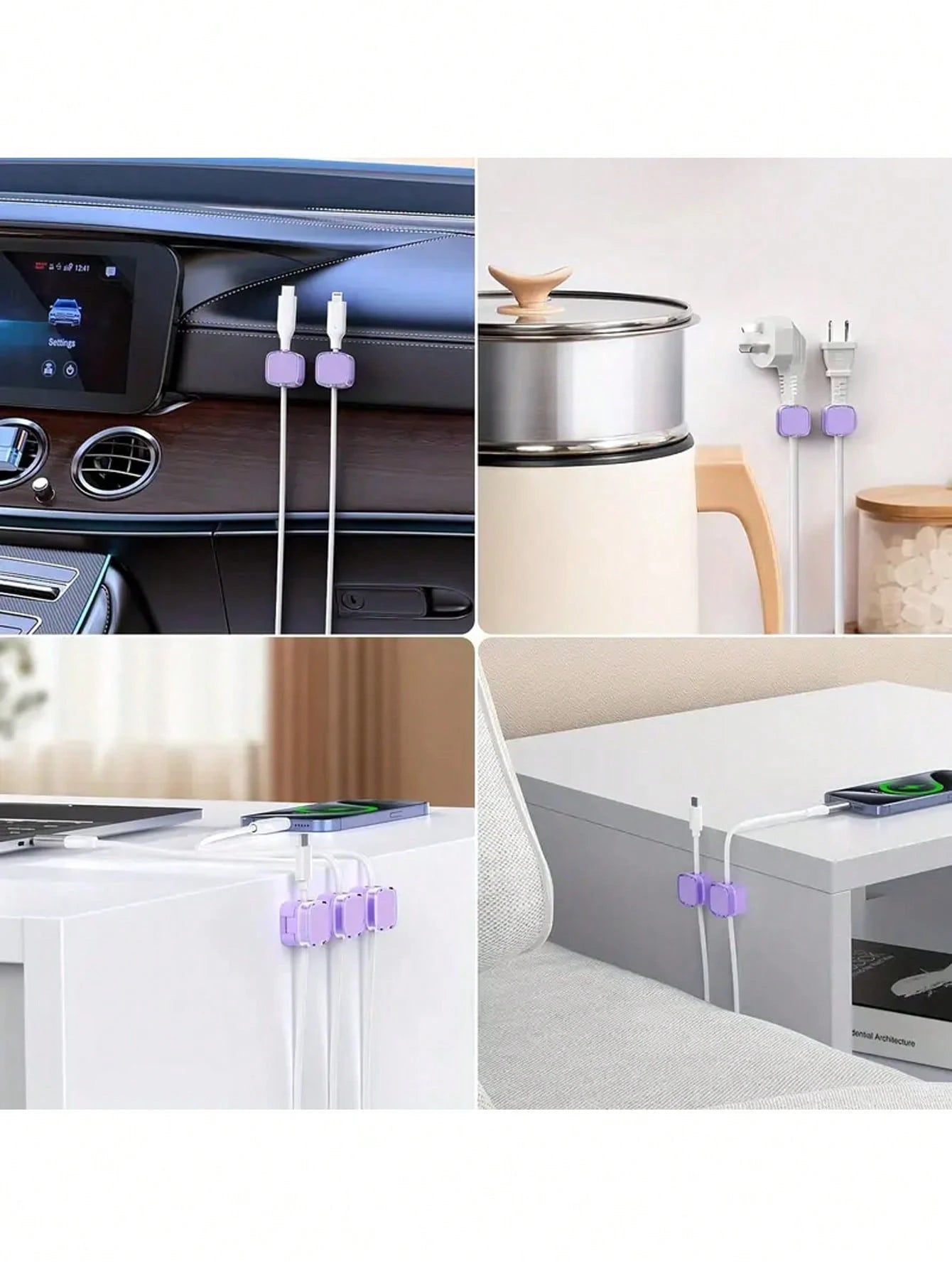 12pcs/6pcs/1pc/3pcs Magnetic Cable Clips, Magnetic Desktop Cable Clips, Slot-Style Cable Clips- Cable Organizer, Cable Management, Cable Organizing Clips, Cable Holders, Desktop Cable Organizer, Char