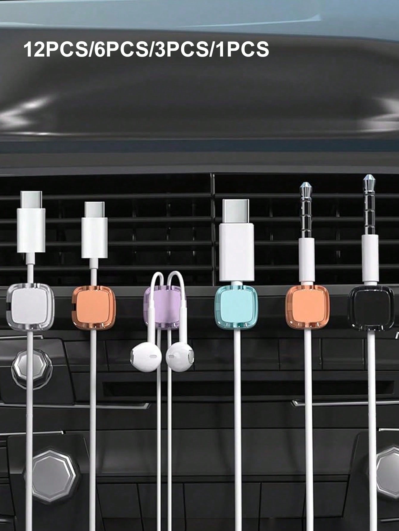 12pcs/6pcs/1pc/3pcs Magnetic Cable Clips, Magnetic Desktop Cable Clips, Slot-Style Cable Clips- Cable Organizer, Cable Management, Cable Organizing Clips, Cable Holders, Desktop Cable Organizer, Char