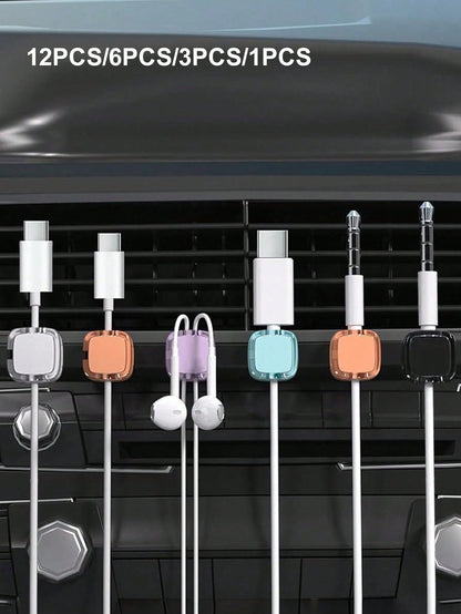 12pcs/6pcs/1pc/3pcs Magnetic Cable Clips, Magnetic Desktop Cable Clips, Slot-Style Cable Clips- Cable Organizer, Cable Management, Cable Organizing Clips, Cable Holders, Desktop Cable Organizer, Char