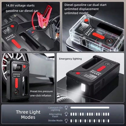 13000A-15000A, Peak 250PSI, 12V, 17-In-1 Portable Jump Starter With Air Compressor Function, 5000mAh, Car Jump Starter With Air Pump, Jump Starter Accessories, Auto Repair Tools, Car Battery Charger