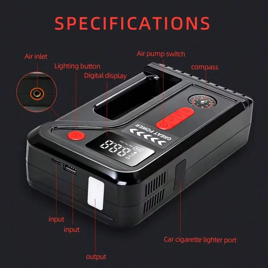 13000A-15000A, Peak 250PSI, 12V, 17-In-1 Portable Jump Starter With Air Compressor Function, 5000mAh, Car Jump Starter With Air Pump, Jump Starter Accessories, Auto Repair Tools, Car Battery Charger