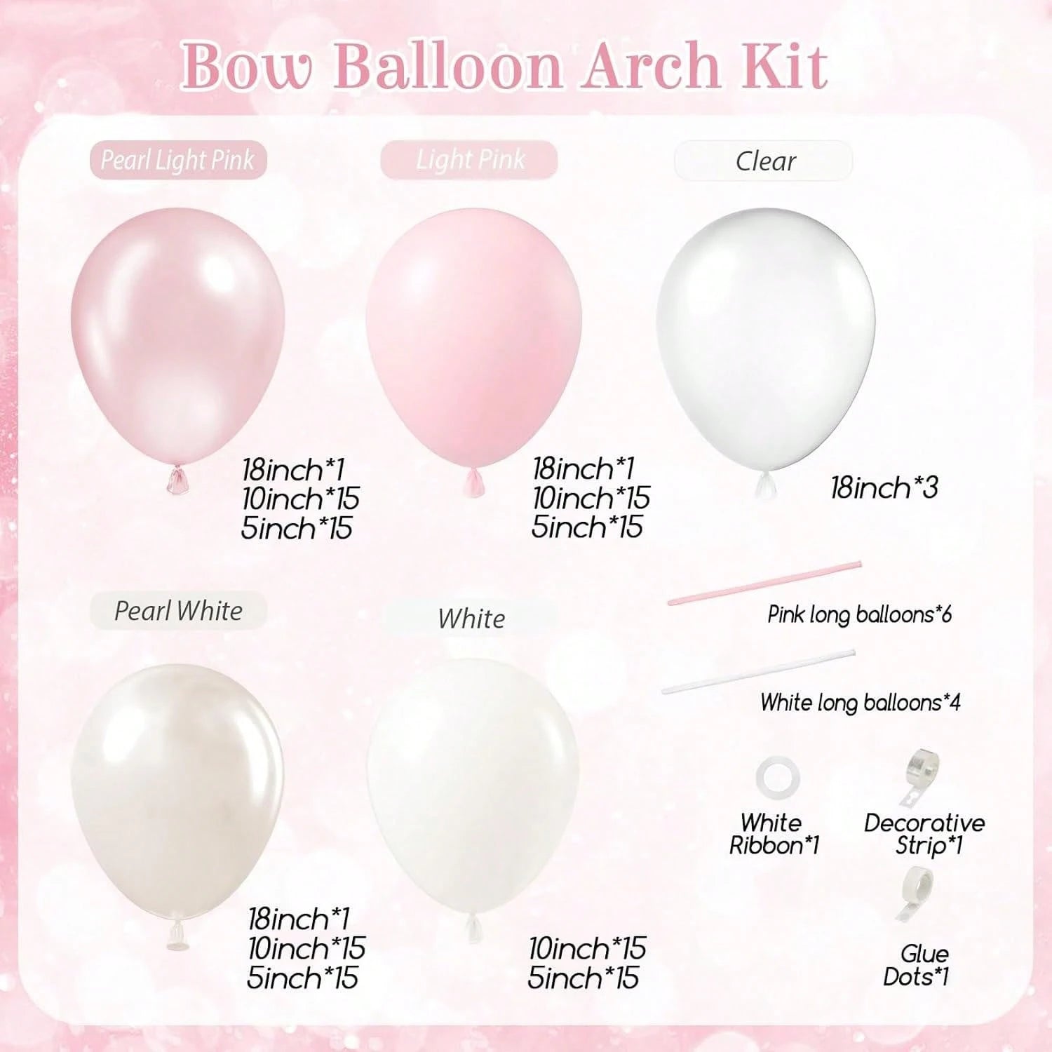 139pcs Pink Bow Balloon Arch Kit With Clear Light Pearl Pink And White Balloons For Bow Themed Bridal Baby Shower Wedding Birthday Party Decorations