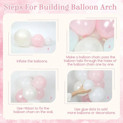 139pcs Pink Bow Balloon Arch Kit With Clear Light Pearl Pink And White Balloons For Bow Themed Bridal Baby Shower Wedding Birthday Party Decorations