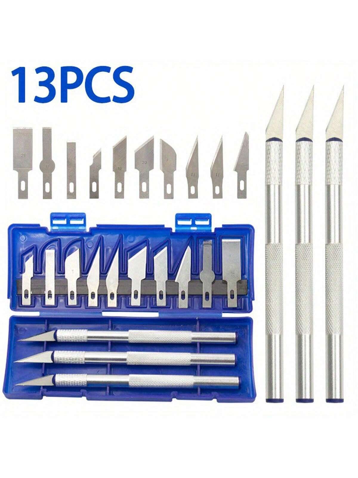 13pcs/Box Precision Handcraft Knife Set- Aluminum Alloy, Ideal For Paper Cutting And DIY Projects, Manual Carving Pen Tools- For Crafts And DIY Enthusiasts- Perfect Gift For Artists And Makers