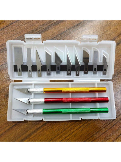 13pcs/Box Precision Handcraft Knife Set- Aluminum Alloy, Ideal For Paper Cutting And DIY Projects, Manual Carving Pen Tools- For Crafts And DIY Enthusiasts- Perfect Gift For Artists And Makers