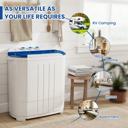 14.5 Lbs Portable Washing Machine, Twin Tub Washing Machine Laundry Compact Washer Spinner Combo, 9.5 Lbs Washer And 5 Lbs Spinner Dryer For Apartments RVs And Dorms
