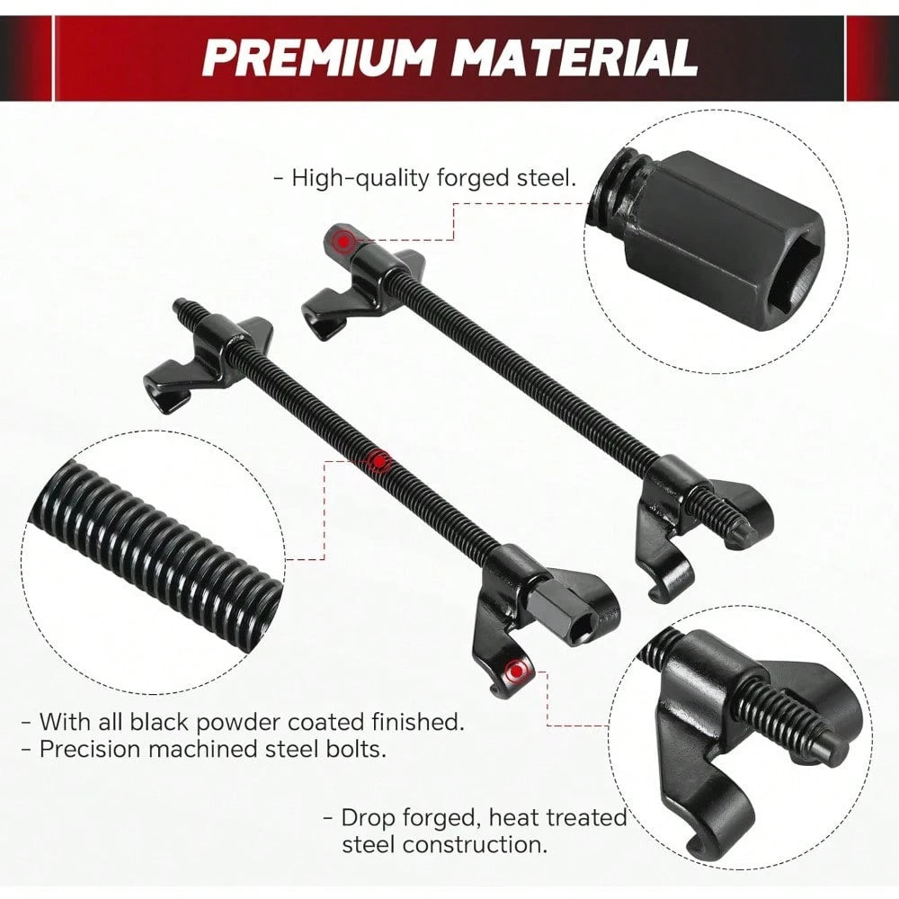 14" Coil Spring Compressor Tool| Heavy Duty Suspension Strut Remover Installer Tool Kit Macpherson Coil Spring Compressor Automotive Strut Spring Compressor With 2 Steel Jaws