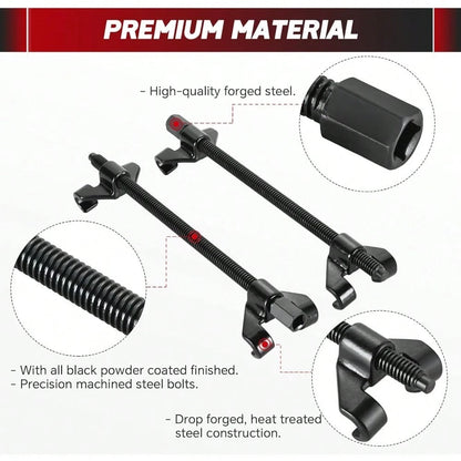 14" Coil Spring Compressor Tool| Heavy Duty Suspension Strut Remover Installer Tool Kit Macpherson Coil Spring Compressor Automotive Strut Spring Compressor With 2 Steel Jaws