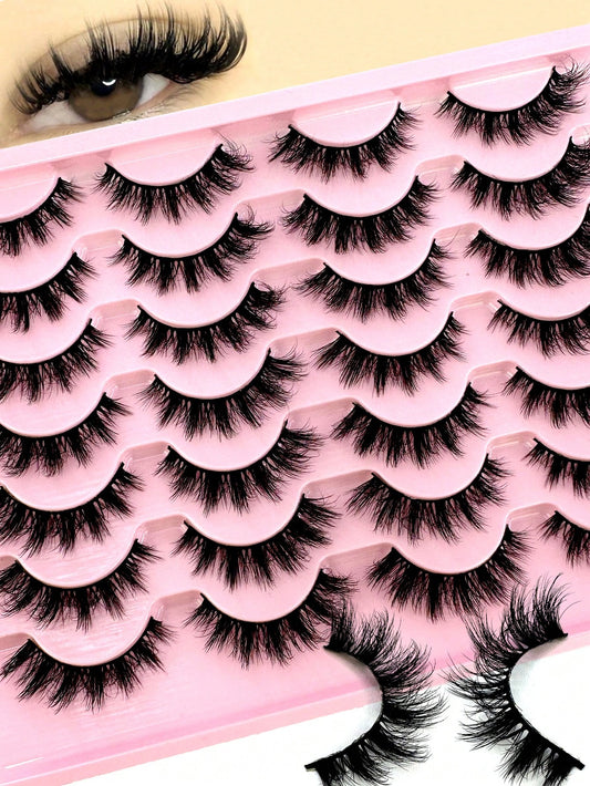 14 Pairs Comic Style Faux Mink Cat Eye False Eyelashes Natural Thick Voluminous False Eyelashes Travel Essential Makeup Tools