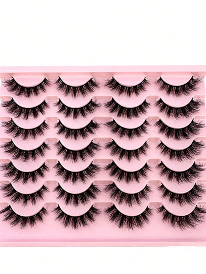 14 Pairs Comic Style Faux Mink Cat Eye False Eyelashes Natural Thick Voluminous False Eyelashes Travel Essential Makeup Tools