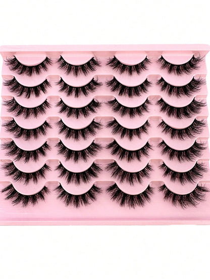 14 Pairs Comic Style Faux Mink Cat Eye False Eyelashes Natural Thick Voluminous False Eyelashes Travel Essential Makeup Tools
