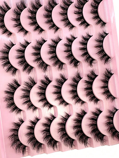 14 Pairs Comic Style Faux Mink Cat Eye False Eyelashes Natural Thick Voluminous False Eyelashes Travel Essential Makeup Tools