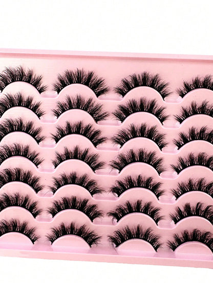 14 Pairs Comic Style Faux Mink Cat Eye False Eyelashes Natural Thick Voluminous False Eyelashes Travel Essential Makeup Tools