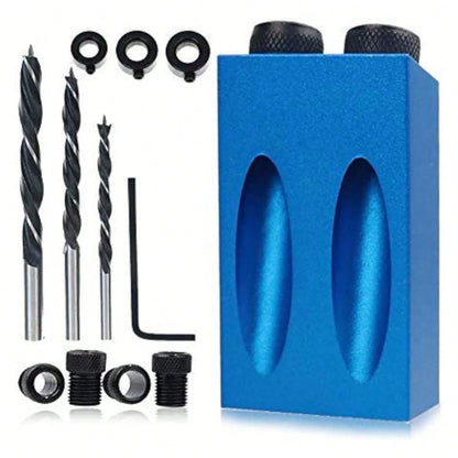14Pcs Pocket Hole Jig Kit, 15 Degree Woodworking Inclined Hole Jig With 6/8/10mm Drive Adapter For Woodworking Angle Drilling Holes, Angle Carpentry Locator Jig