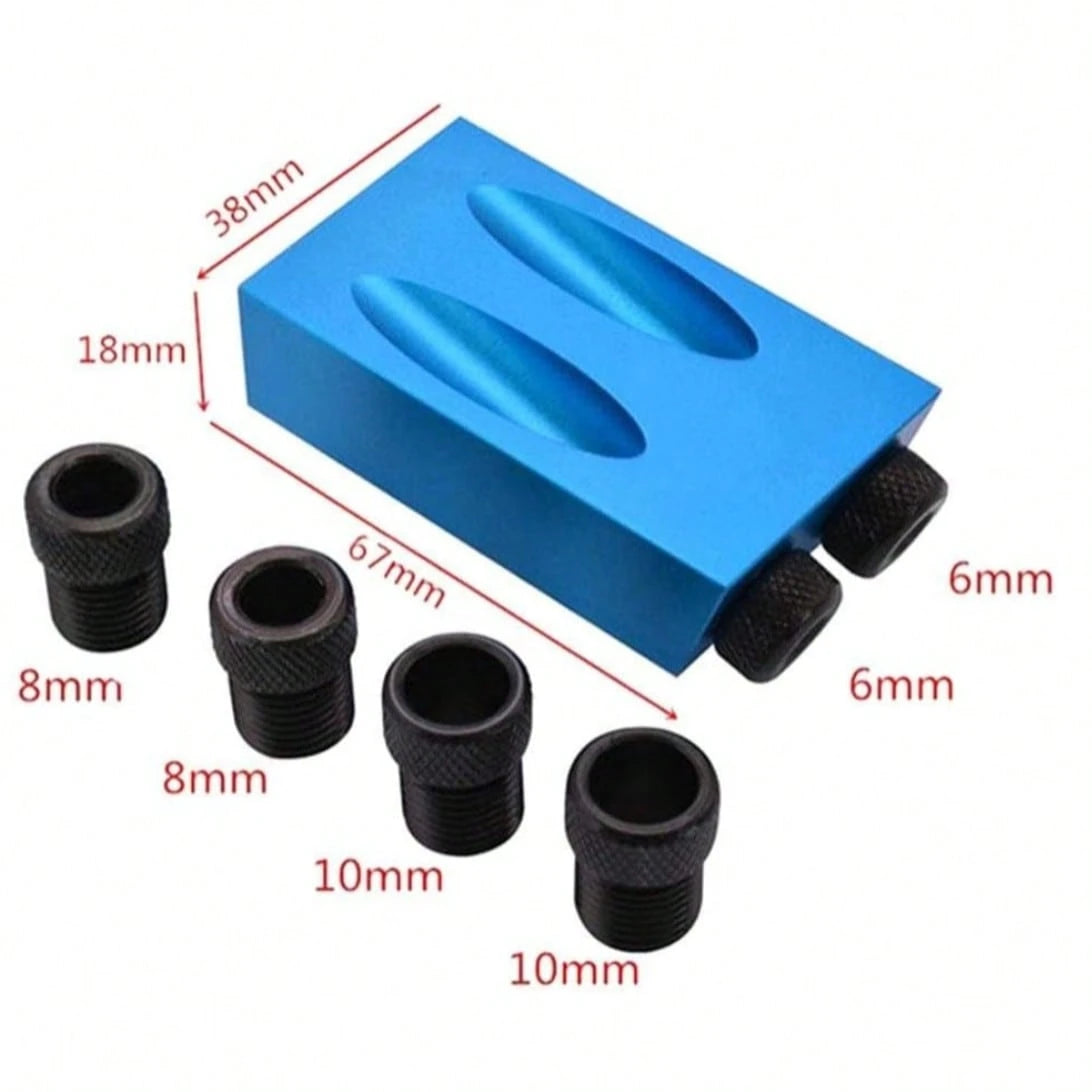 14Pcs Pocket Hole Jig Kit, 15 Degree Woodworking Inclined Hole Jig With 6/8/10mm Drive Adapter For Woodworking Angle Drilling Holes, Angle Carpentry Locator Jig