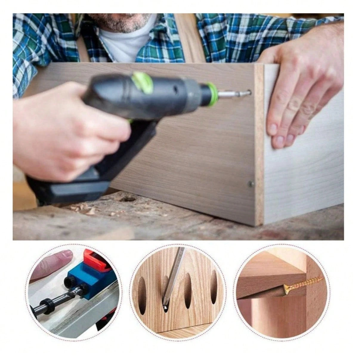 14Pcs Pocket Hole Jig Kit, 15 Degree Woodworking Inclined Hole Jig With 6/8/10mm Drive Adapter For Woodworking Angle Drilling Holes, Angle Carpentry Locator Jig