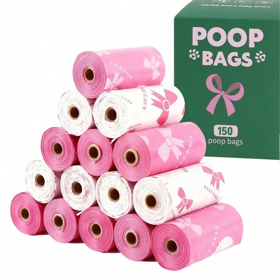 150 Count Extra Thick Dog Waste Bags, Leak-Proof Polyethylene Trash Bags, Unique Patterns, Beautiful Colors, Suitable For Cats And Dogs, Adorable Pet Cleaning Supplies, Multi-Purpose Cleaning Bags, Va