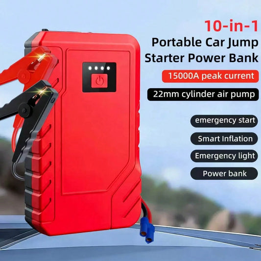 15000A Peak 250PSI 12V 17-In-1 Portable Jump Starter With Air Compressor, 5000mAh, Car Battery Charger, Car Jump Starter With Air Pump, Jump Starter Accessories, Auto Repair Tools, LED Flashlight, Bat
