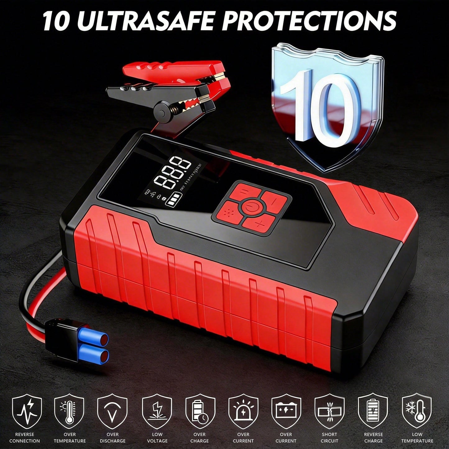 15000A Peak 250PSI 12V 17-In-1 Portable Jump Starter With Air Compressor, 5000mAh, Car Battery Charger, Car Jump Starter With Air Pump, Jump Starter Accessories, Auto Repair Tools, LED Flashlight, Bat