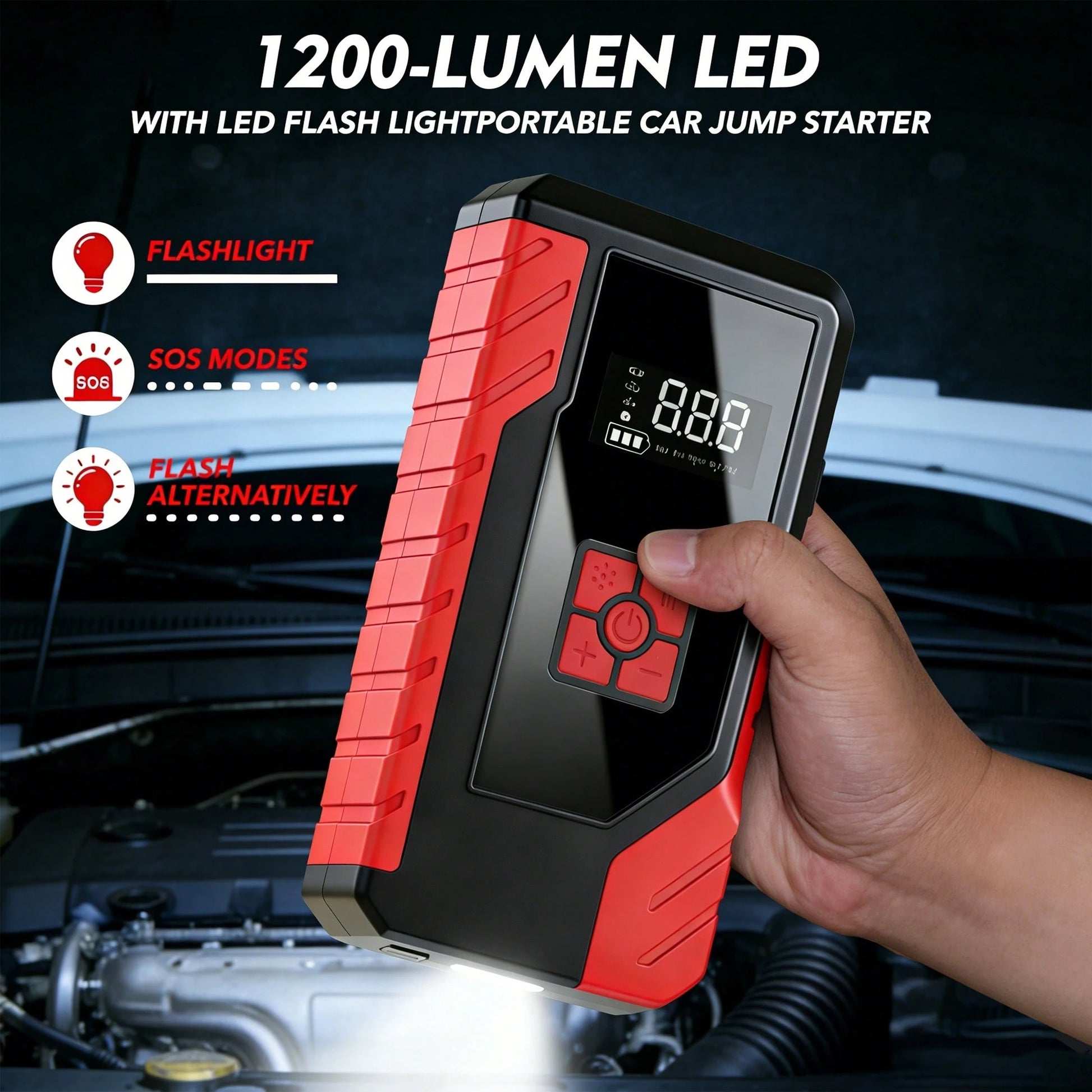 15000A Peak 250PSI 12V 17-In-1 Portable Jump Starter With Air Compressor, 5000mAh, Car Battery Charger, Car Jump Starter With Air Pump, Jump Starter Accessories, Auto Repair Tools, LED Flashlight, Bat