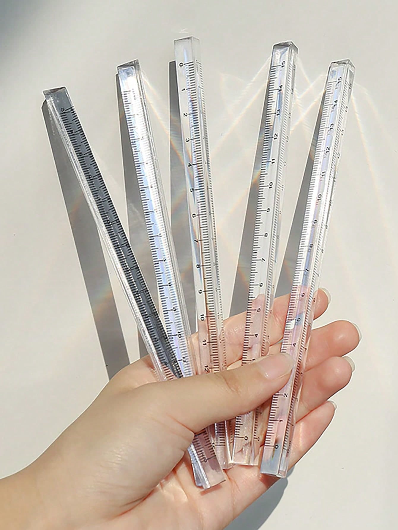 15cm/20cm Clear Plastic Triangular Ruler, 3D Triangular Ruler, Stationery For Grade 1 Students, Multi-Color Options,Rulers, Back To School