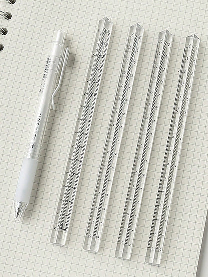 15cm/20cm Clear Plastic Triangular Ruler, 3D Triangular Ruler, Stationery For Grade 1 Students, Multi-Color Options,Rulers, Back To School