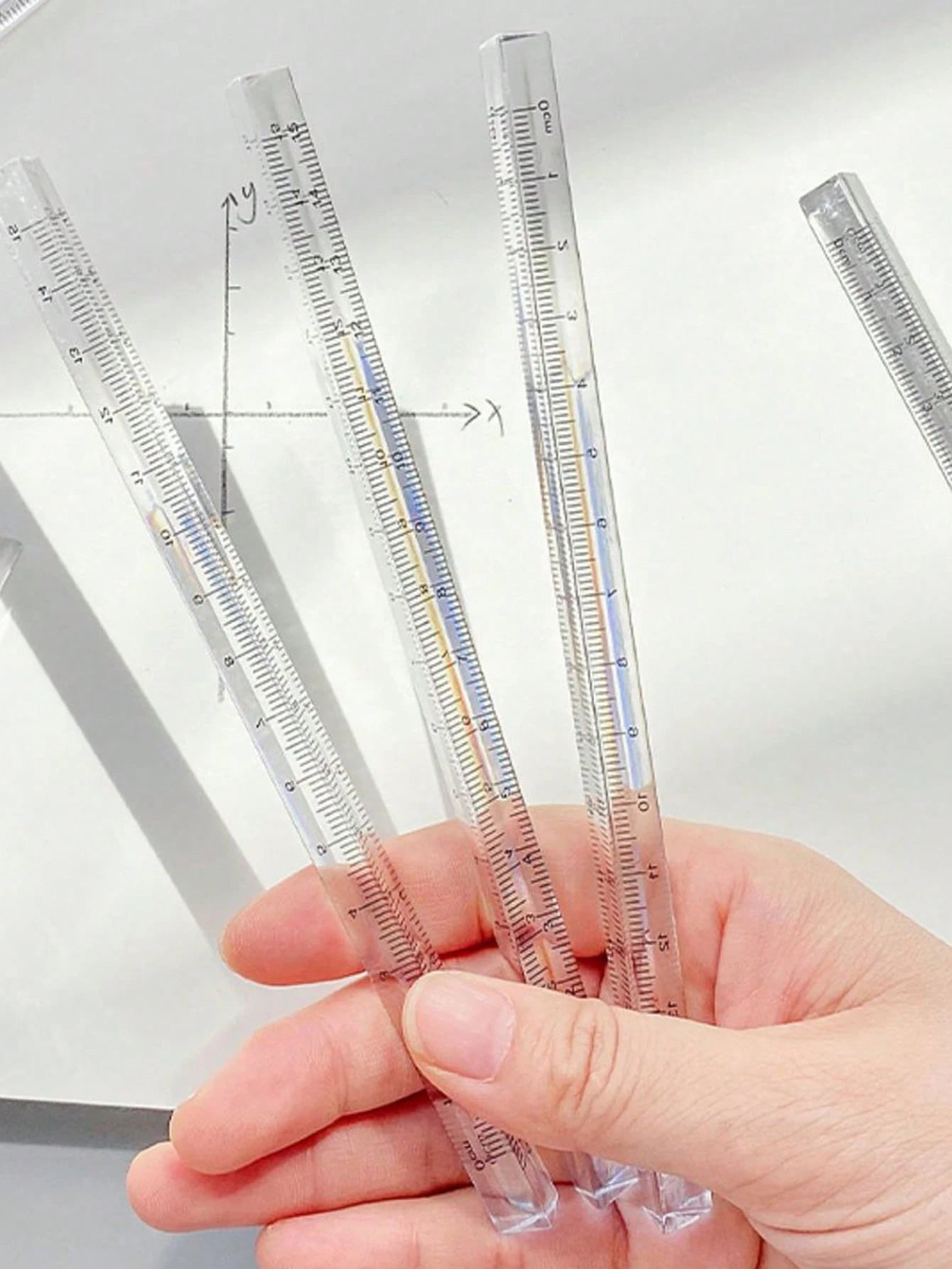 15cm/20cm Clear Plastic Triangular Ruler, 3D Triangular Ruler, Stationery For Grade 1 Students, Multi-Color Options,Rulers, Back To School