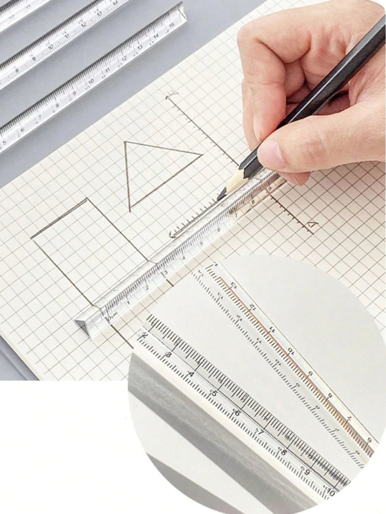 15cm/20cm Clear Plastic Triangular Ruler, 3D Triangular Ruler, Stationery For Grade 1 Students, Multi-Color Options,Rulers, Back To School