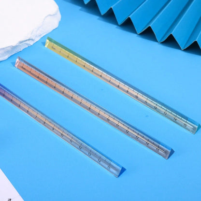 15cm/20cm Clear Plastic Triangular Ruler, 3D Triangular Ruler, Stationery For Grade 1 Students, Multi-Color Options,Rulers, Back To School