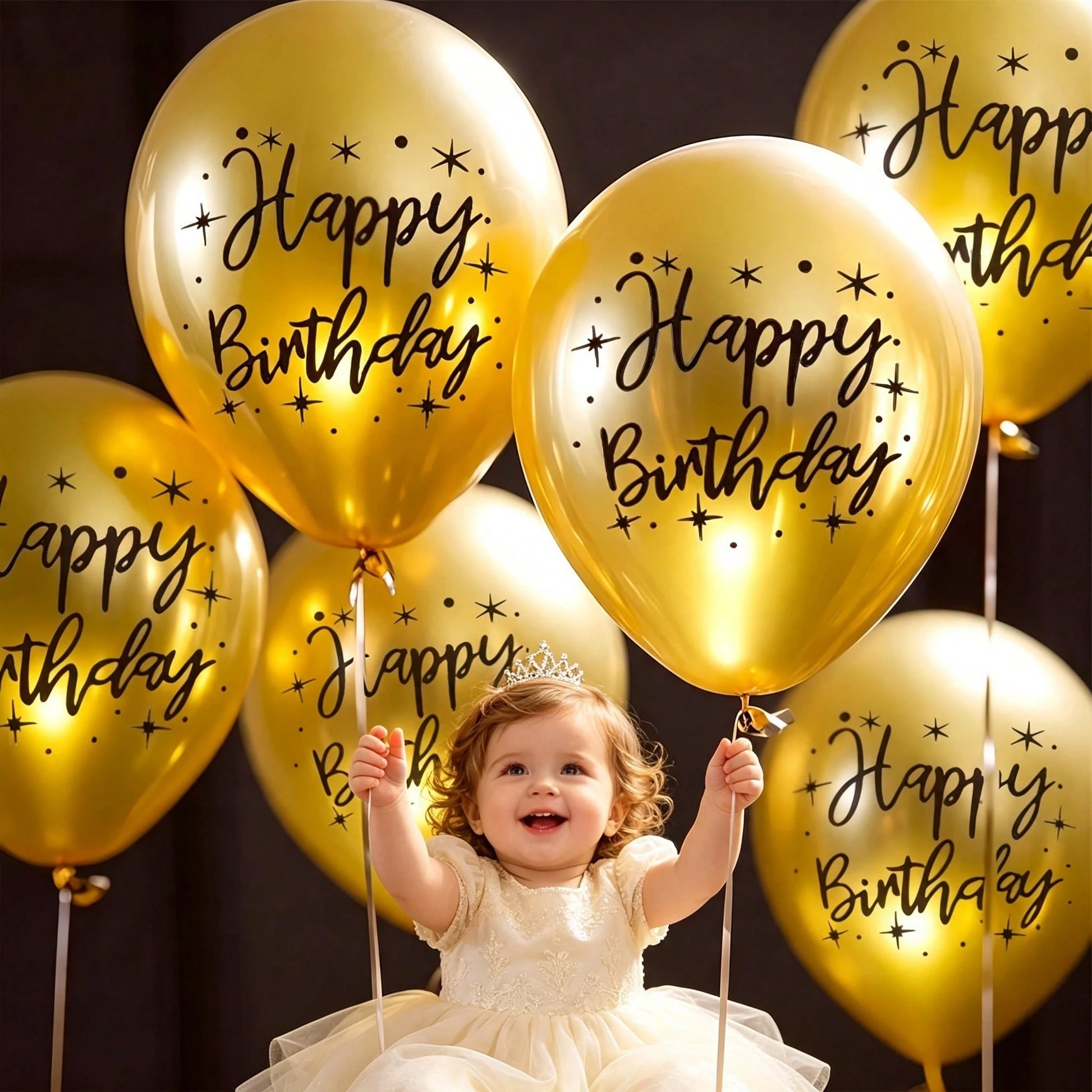15pcs Golden Happy Birthday Latex Balloons, 10 Inch Birthday Celebration Balloons, Suitable For Baby Showers, Baby Showers, Birthday Parties