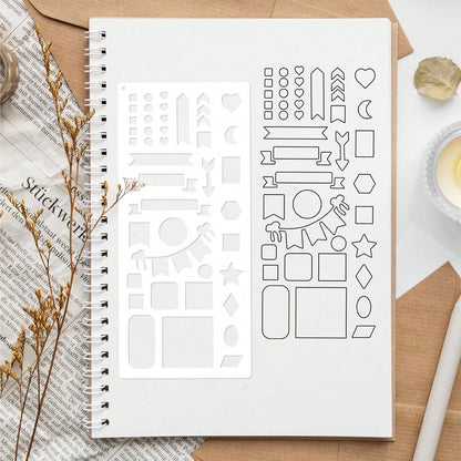 15Pcs Journal Stencils Planner Stencils Set For Scrapbooking Handmade Flexible Record Template Journal Stencil For Journaling Notebook Scrapbook Diary Checklist DIY Crafts(Planner15)
