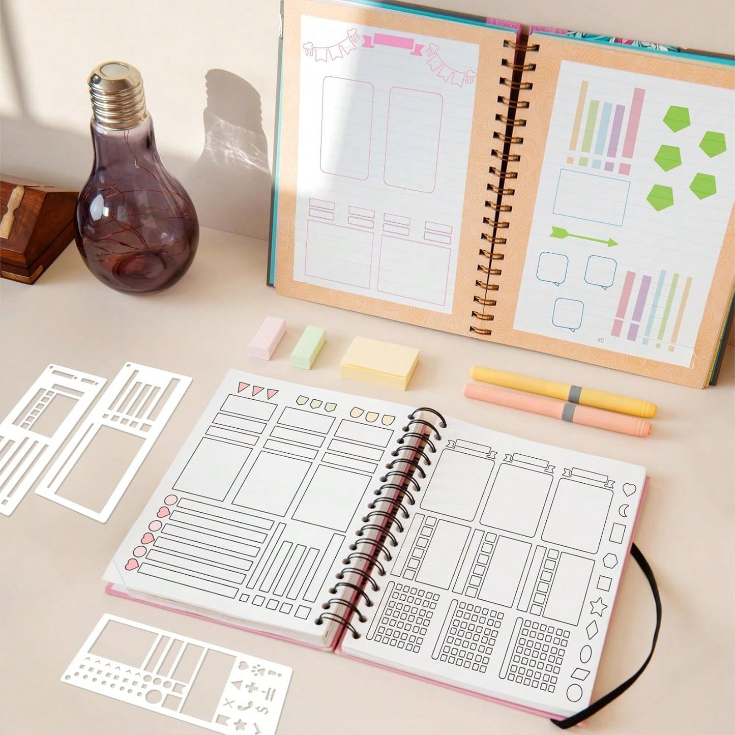 15Pcs Journal Stencils Planner Stencils Set For Scrapbooking Handmade Flexible Record Template Journal Stencil For Journaling Notebook Scrapbook Diary Checklist DIY Crafts(Planner15)