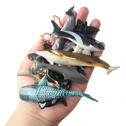 16Pcs/Set Ocean Animal Doll Models, Including Shark, Dolphin, Penguin, Whale And Other Marine Animals Plush Dolls, Educational Dolls For Kids, For Baby