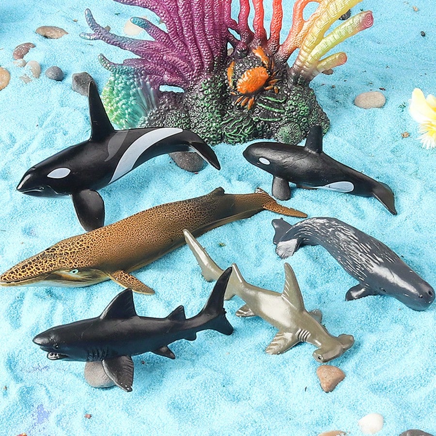 16Pcs/Set Ocean Animal Doll Models, Including Shark, Dolphin, Penguin, Whale And Other Marine Animals Plush Dolls, Educational Dolls For Kids, For Baby