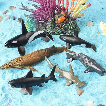 16Pcs/Set Ocean Animal Doll Models, Including Shark, Dolphin, Penguin, Whale And Other Marine Animals Plush Dolls, Educational Dolls For Kids, For Baby