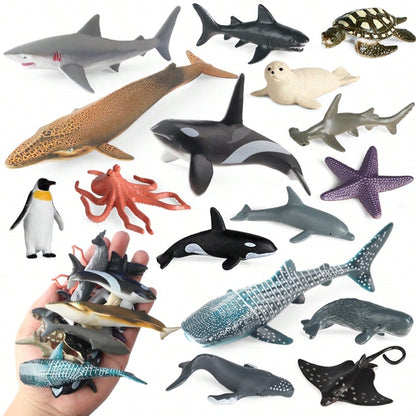 16Pcs/Set Ocean Animal Doll Models, Including Shark, Dolphin, Penguin, Whale And Other Marine Animals Plush Dolls, Educational Dolls For Kids, For Baby
